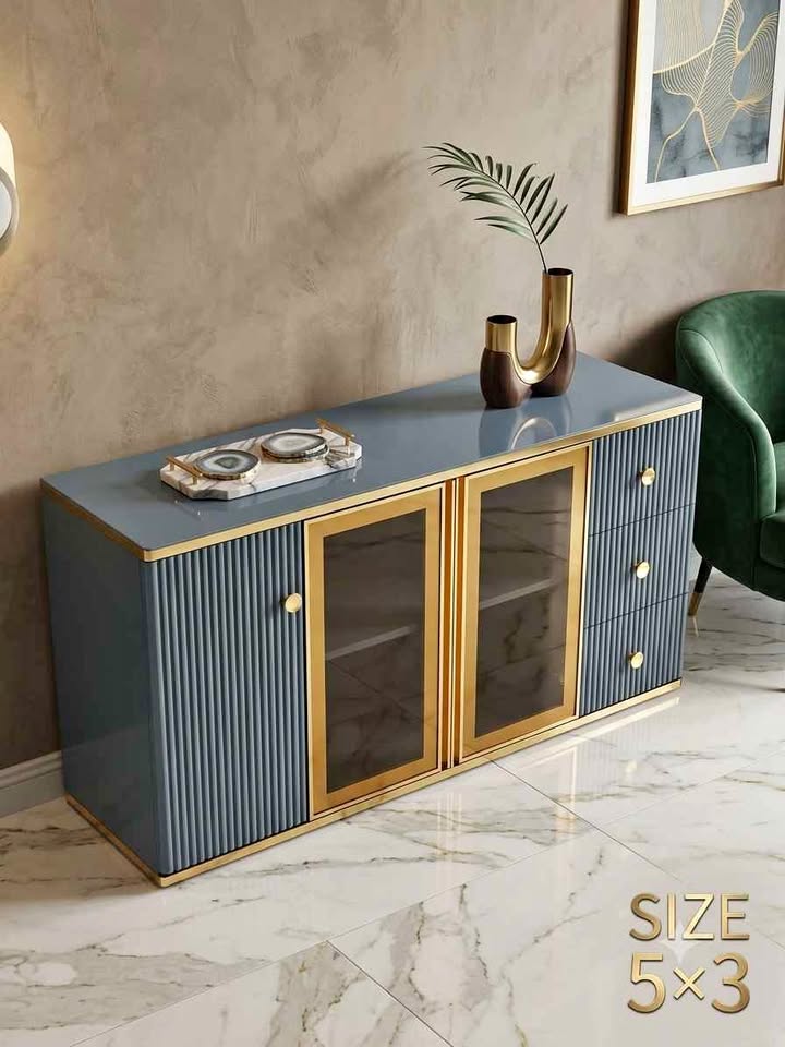 Flawless Mirror-Like PU Polish Finish on Sideboard Cabinet