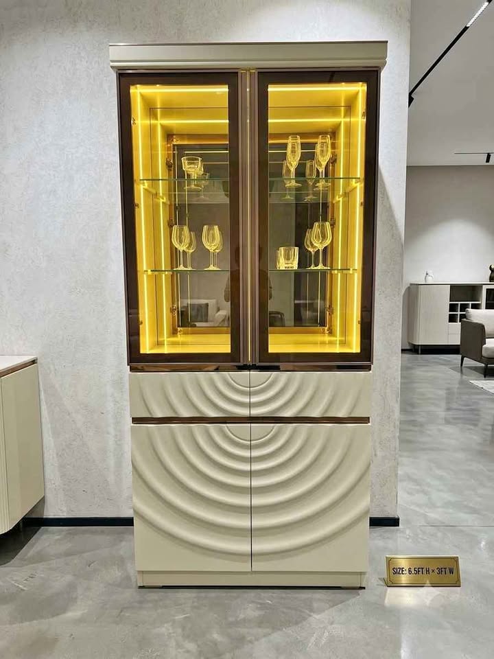 Luxury Glass Bar Cabinet & Dinnerware Showcase